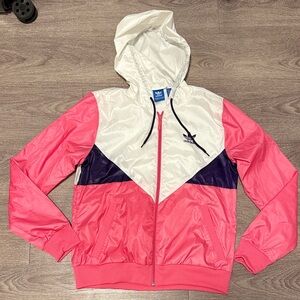 Adidas Women's Pink and White Windbreaker